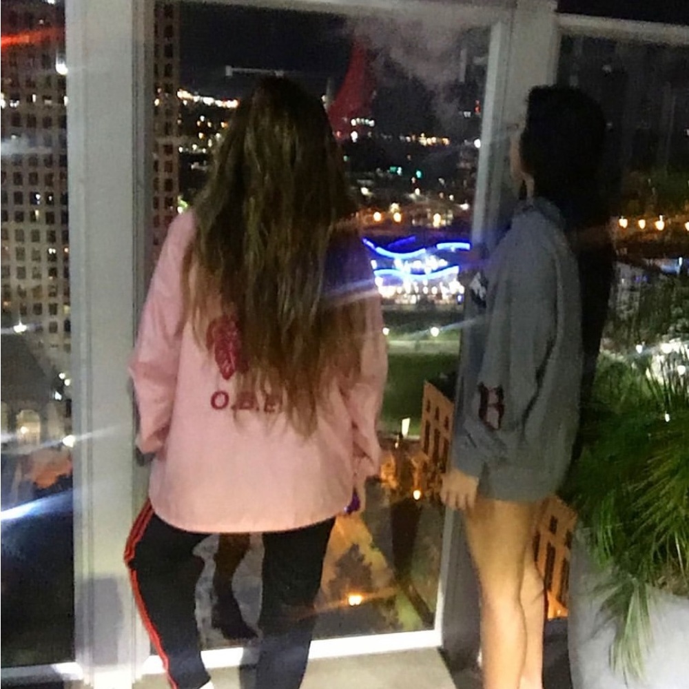 Pink OBEY button up jacket